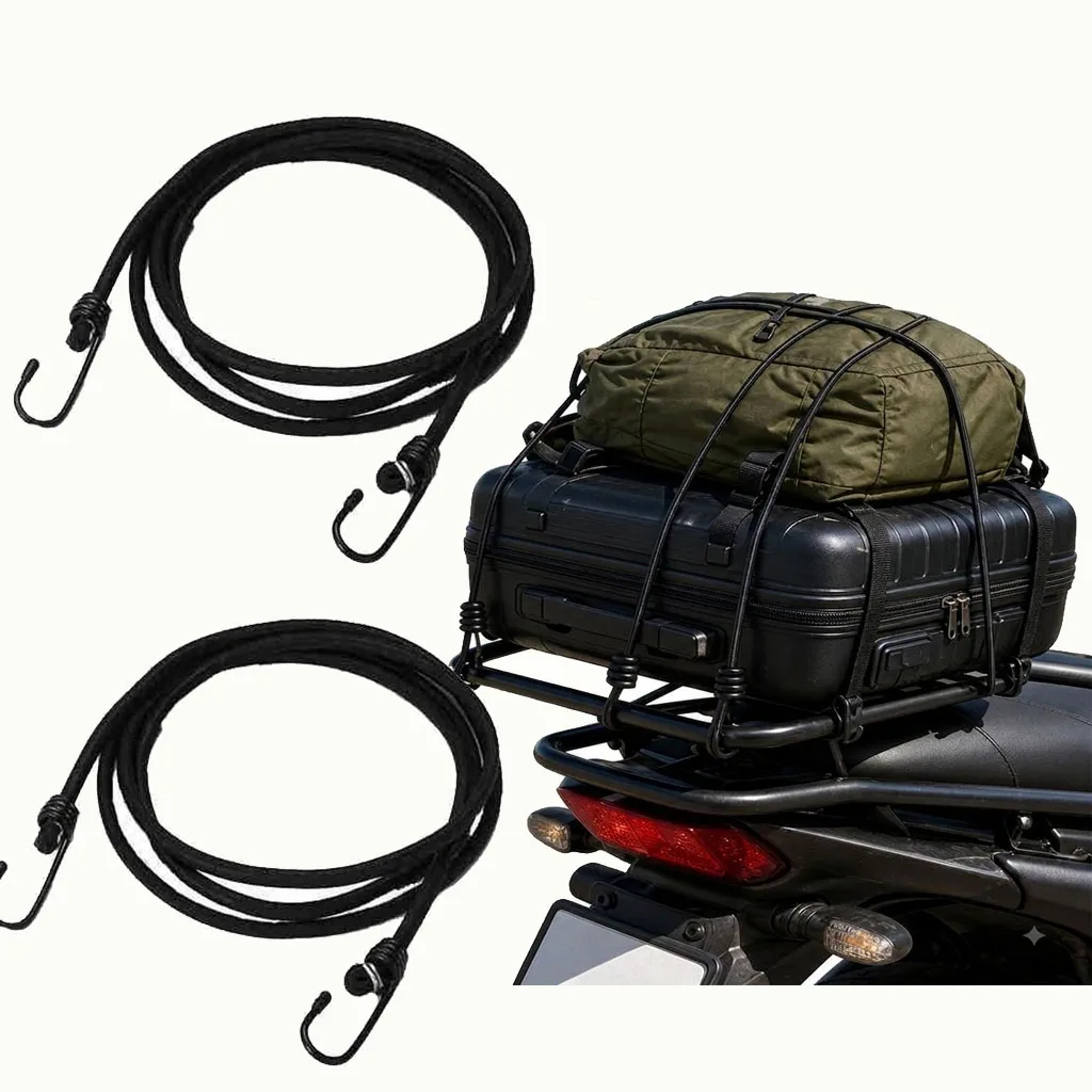 Bungee Cords High Elasticity Tied Rope Motorcycle Bicycle Luggage Lanyard Camping Bungee Cord Double-J Hooks Elastic Straps