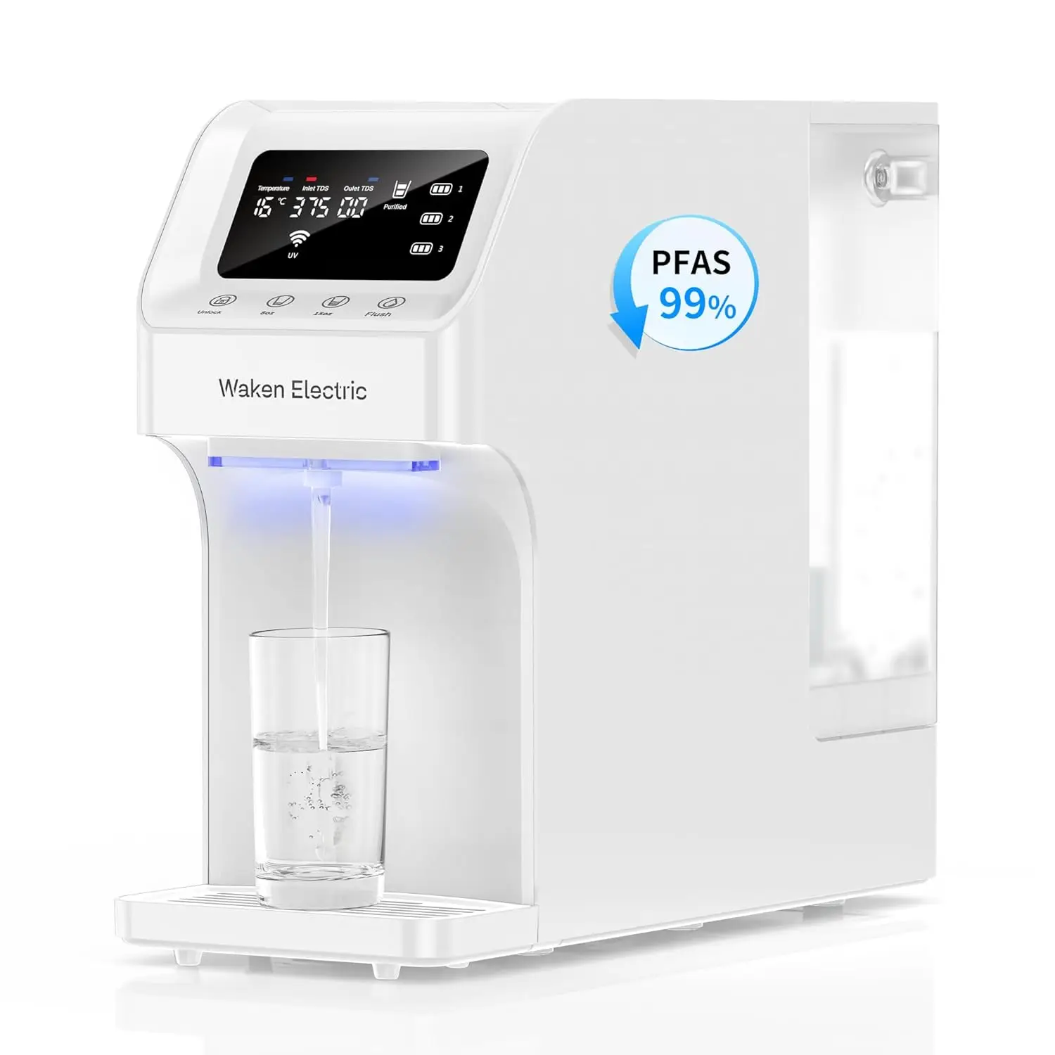 

C11S Reverse Osmosis Water Filtration System Countertop 180oz Water Tank 4:1 Pure to Drain 8 Stage RO Filter No Installation for