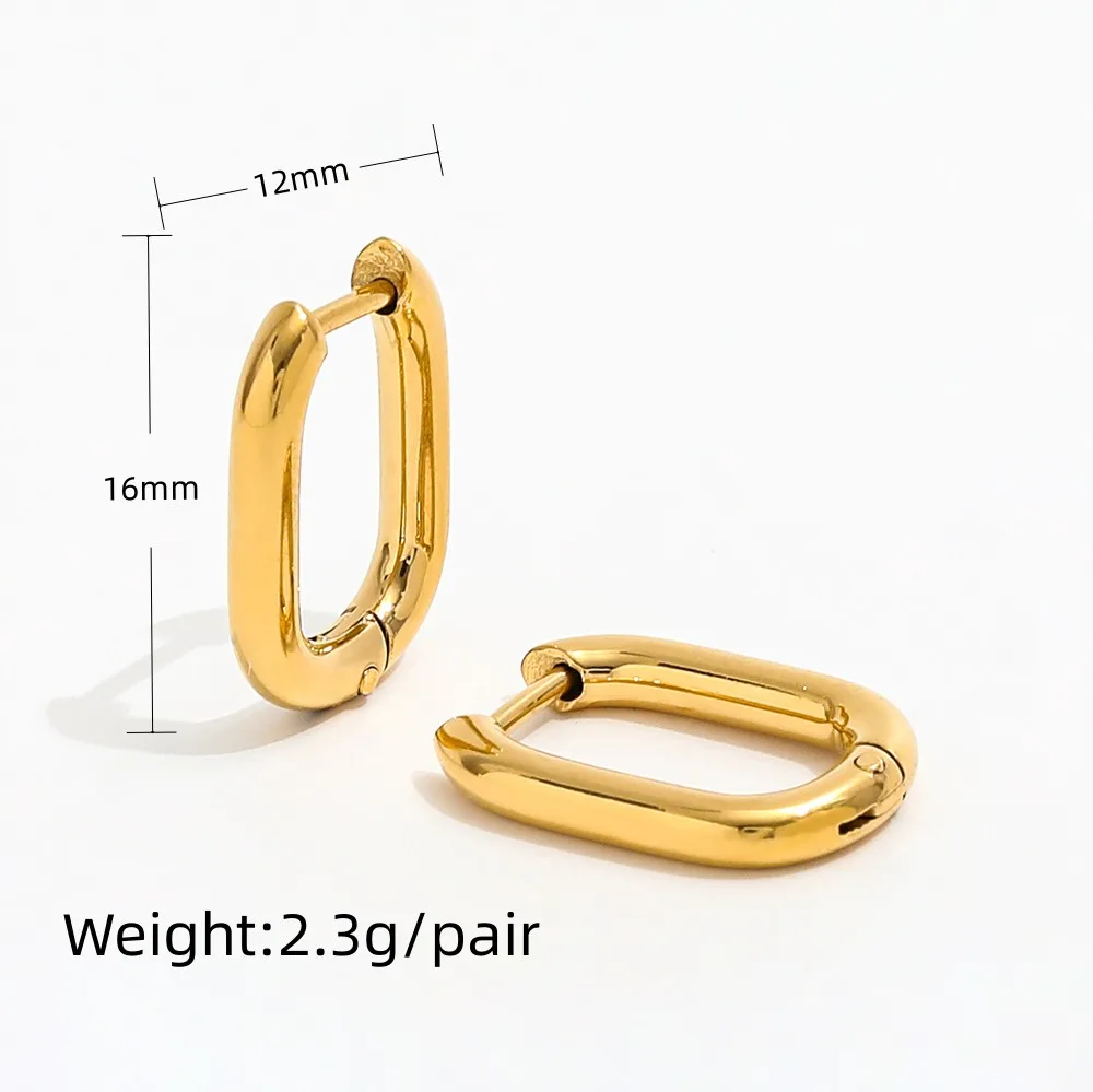 Joolim Jewelry Wholesale High End PVD Waterproof&No Fade Permanent Minimalist Plain Square Huggie Stainless Steel Earring