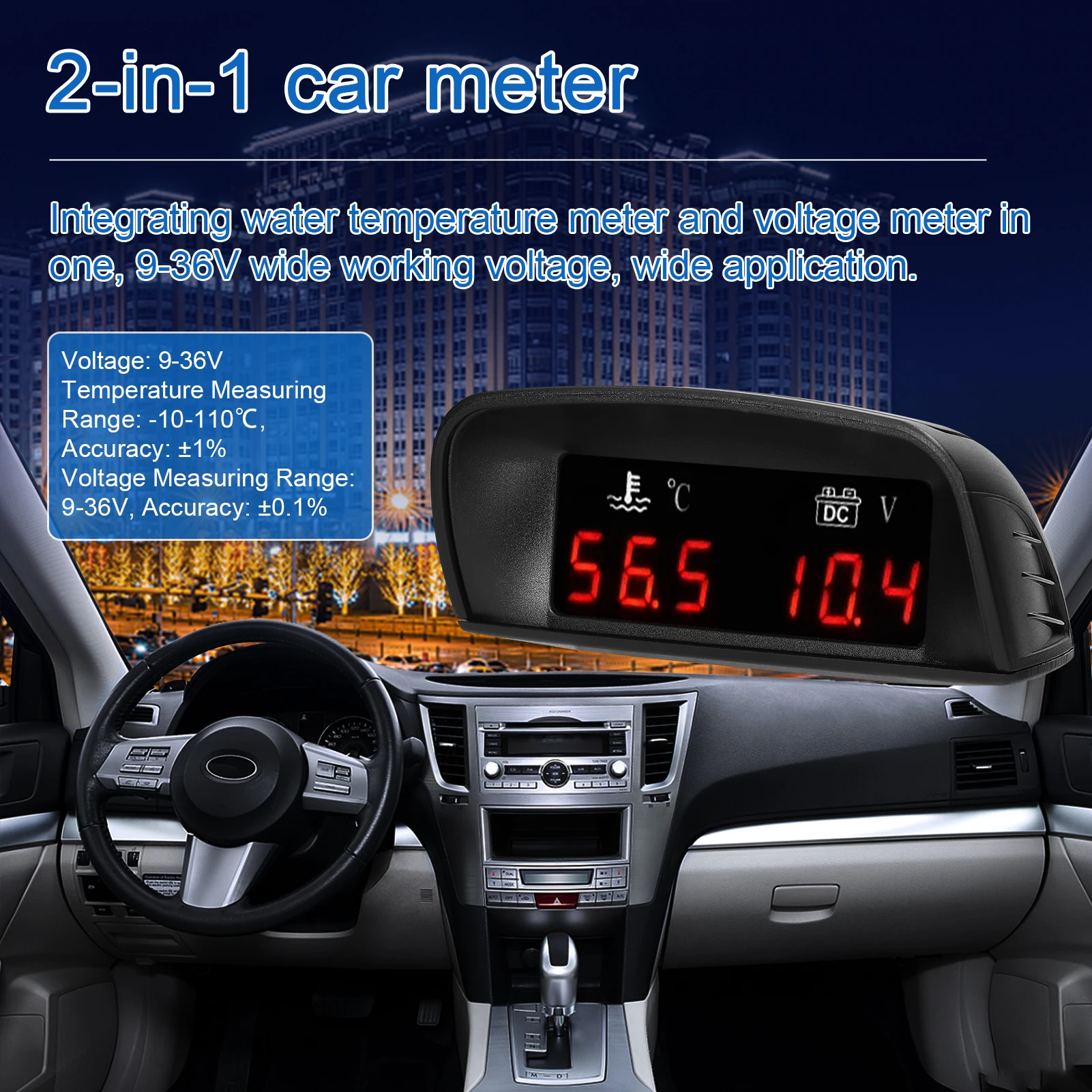 

Универсальный автомобильный цифровой датчик 2 в 1, вольтметр температуры воды с датчиком 1/8NPT для автомобиля, грузовика, внедорожника, автофургона