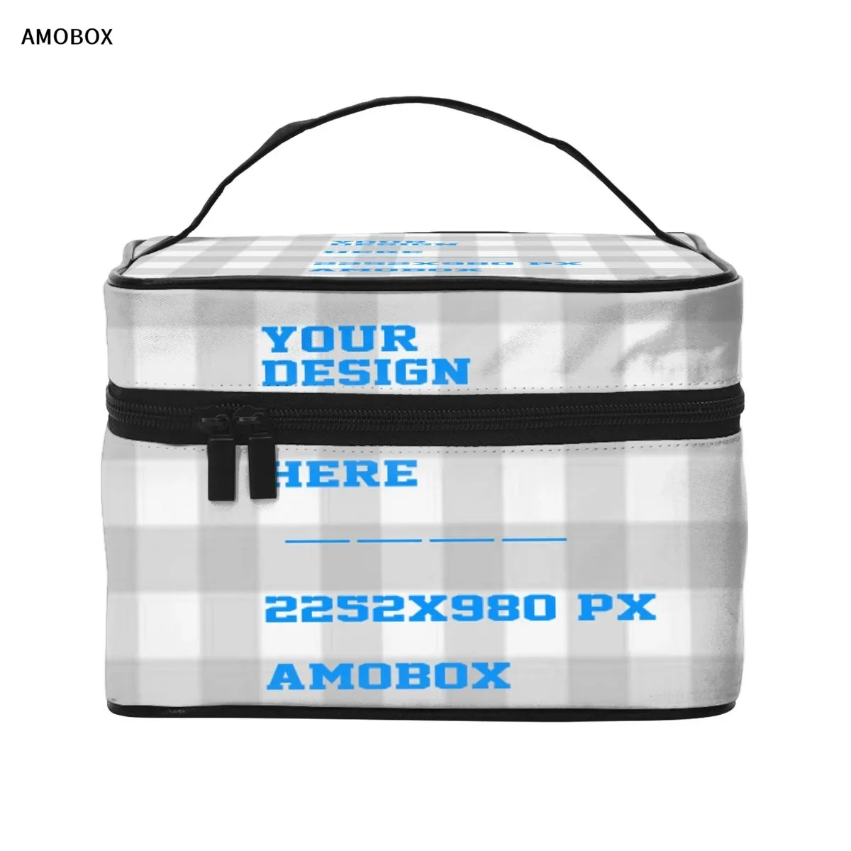 

AMOBOX Customizable Personalized Makeup Cosmetic Bag with Zipper, Open Flat Makeup Pouch, Microfiber Leather Mesh Bag