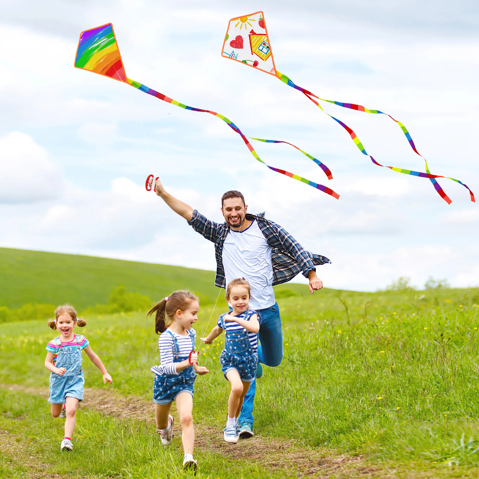 

5 set Kite Blank Kids Toys 30m Line Board Mini Teaching for Toddlers Outdoor Project Fill Color Flying Kite