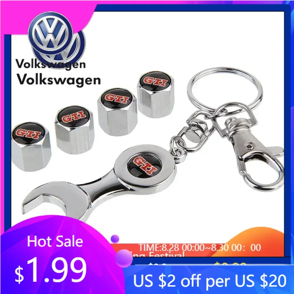 

2026 Hot 2026 Hot New New 4PCS Car Wheel Tire Valve Caps Tyre Rim Stem Cover With Wrench For Volkswagen Rline Caddy Polo CC Scir