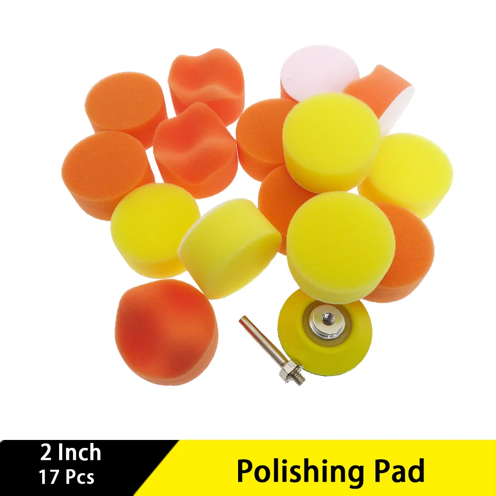 

50mm Polishing Pads 17 Pcs with Complete Professional Wool and Foam Pad Buffing for Cleaning and Improving Lightness