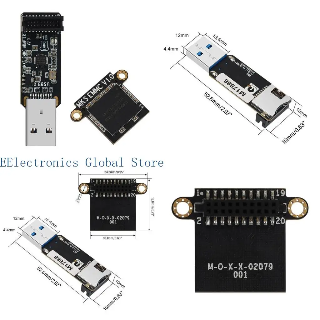 

462B 3D-принтеры аксессуар EMMC-Adapter v2 обновленные USB3.0 программист для считываемого считывания карт DIY плата управления