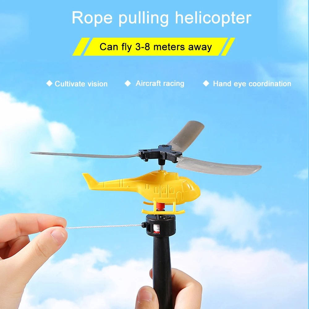 4/2 Stuks Bamboe Libel Speelgoed Kinderen Helikopter Plastic Luchtvaart Model Trekkoord Vliegtuig Kinderen Geschenken Outdoor Speelgoed Voor Kinderen