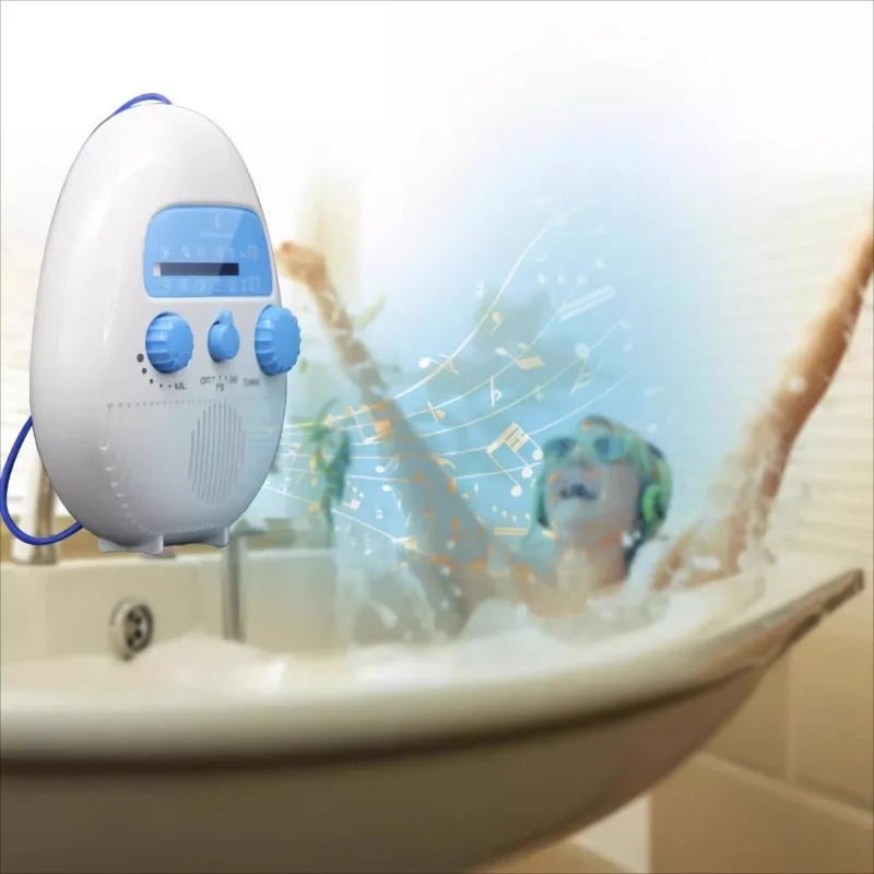 Waterproof Shower Radio Hanging Speaker Bathroom Mini Music Player Adjustable Volume Bass Drop-Shape Audio Device