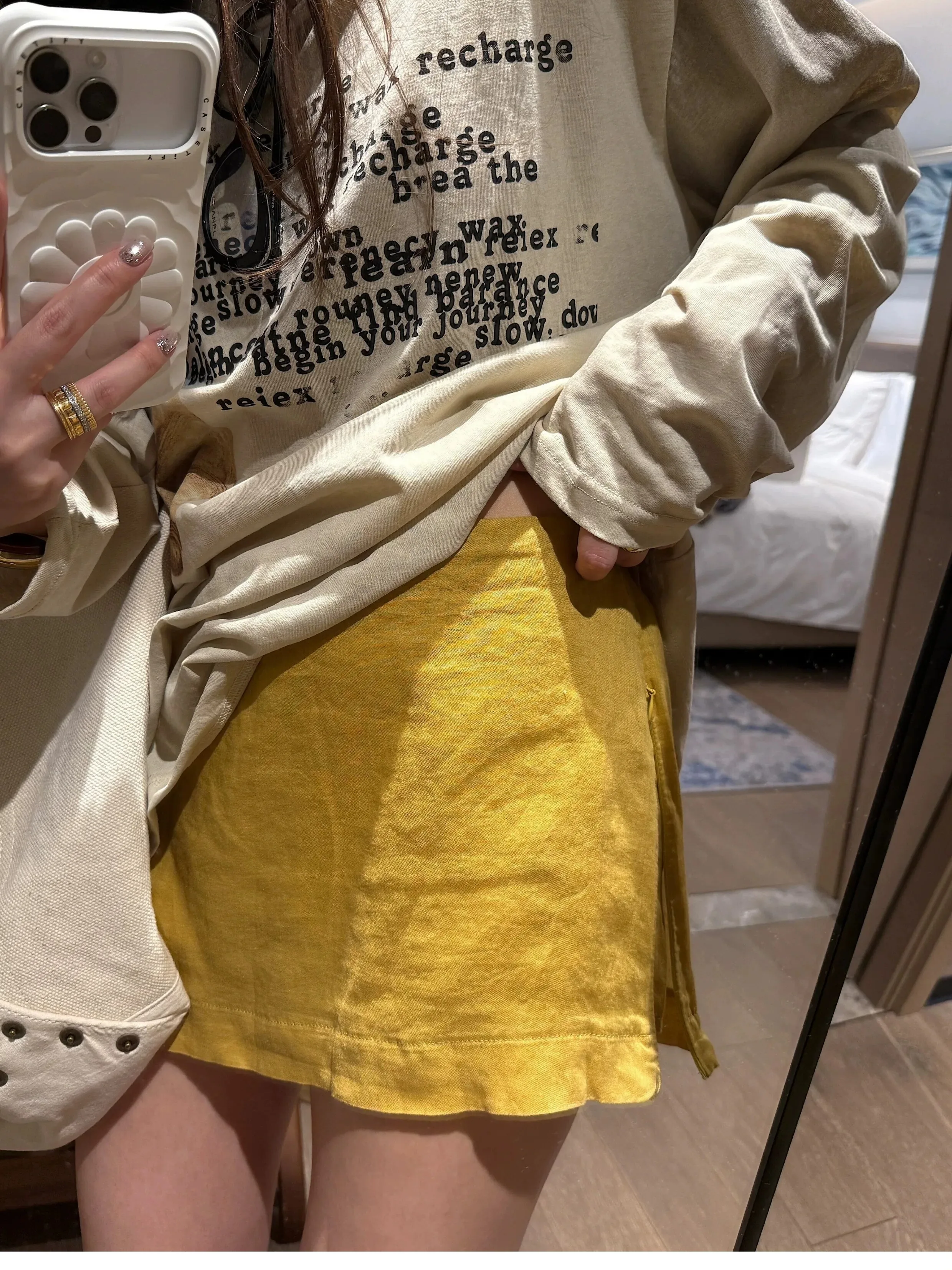 Khaki Linen High Waist A-Line  Skirt Women's plus Size Sporty Versatile Short Skirt Electrostatic Resistance Inner 