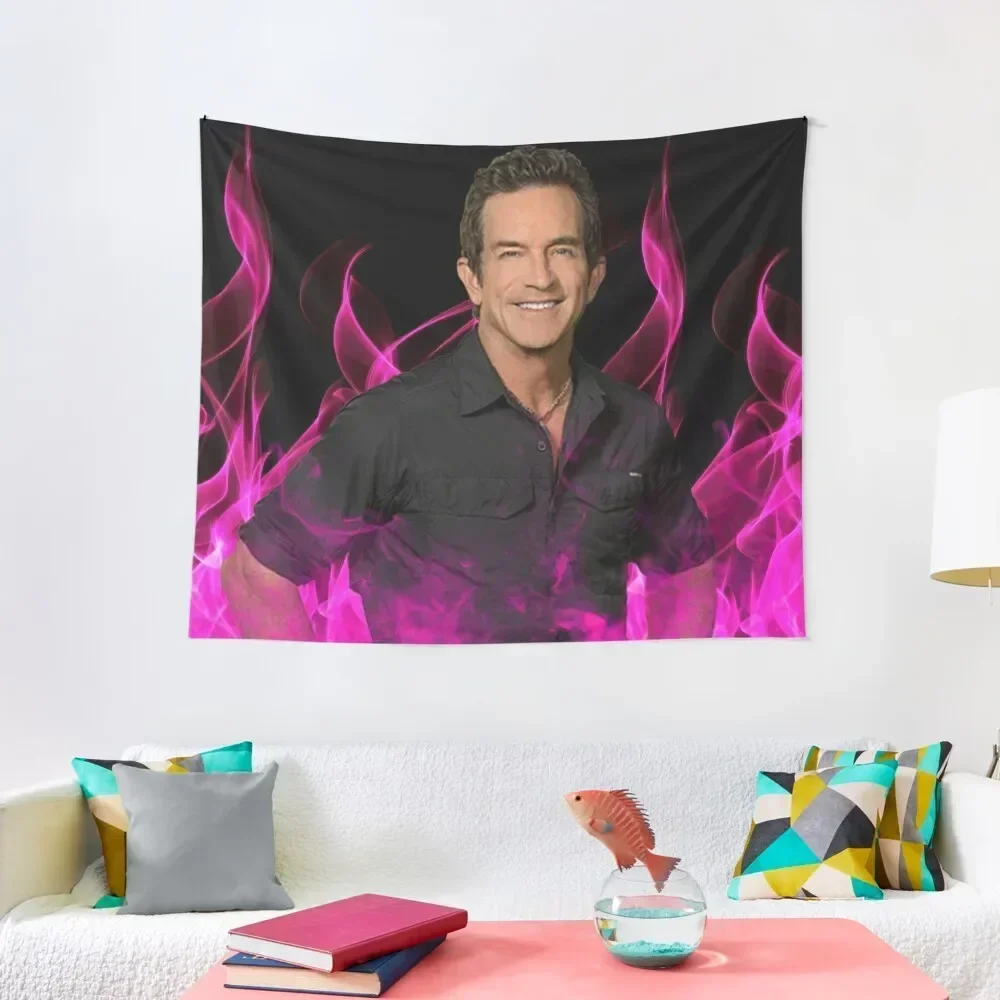 Jeff Probst Survivor Pink Fire Tapestry On The Wall Home Decorations Aesthetic Tapestry