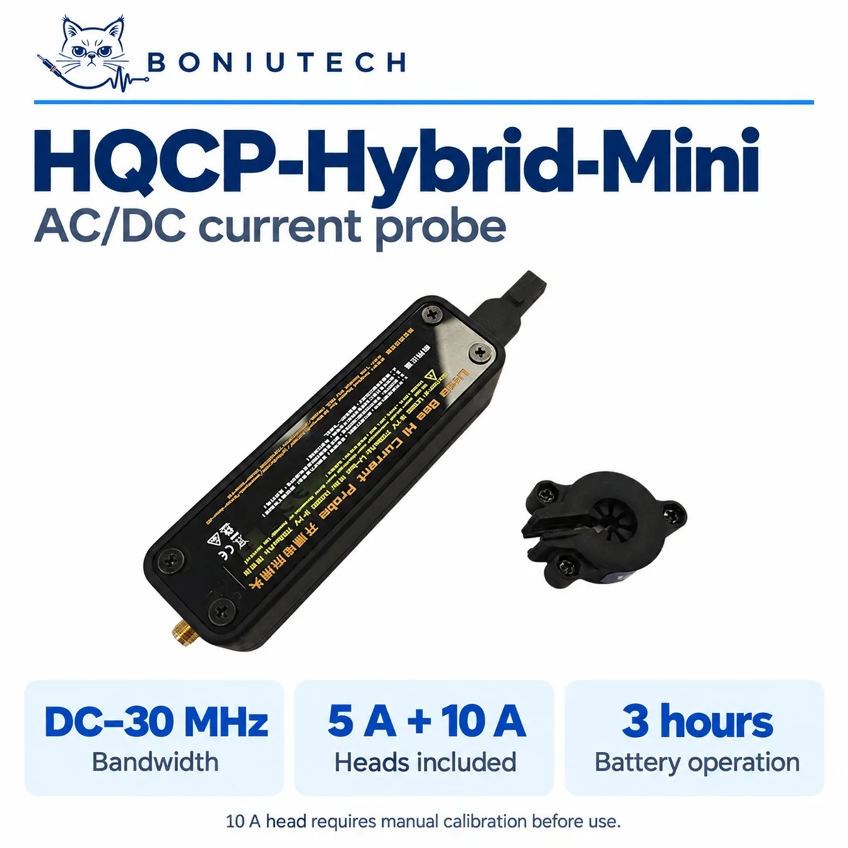 DC-30MHz High Frequency DC/AC Current Probe, 5A/10A Dual Head, High-Frequency Magnetic Field Probe, Open-source Built-in Battery