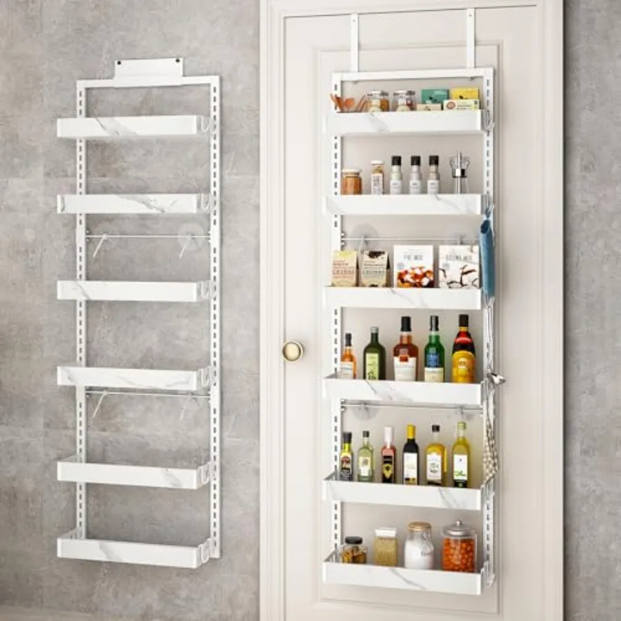 

Over the Door Pantry Organizer 6-Tier Adjustable Basket Kitchen Pantry Door Organization and Storage Heavy-Duty Metal Hanging K