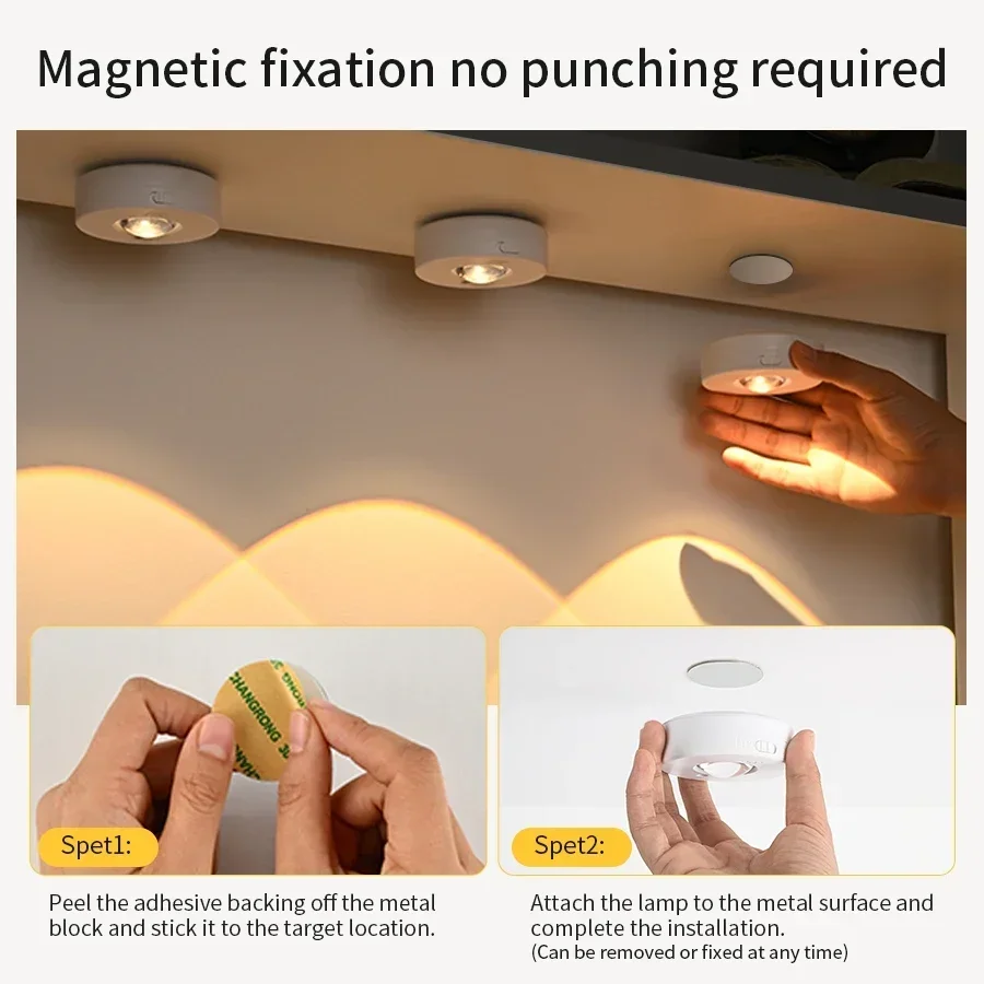 Rechargeable Under Cabinet Light Wireless LED Night Light Remote Control Dimmable RGB Color Kitchen Bedroom Wardrobe Light