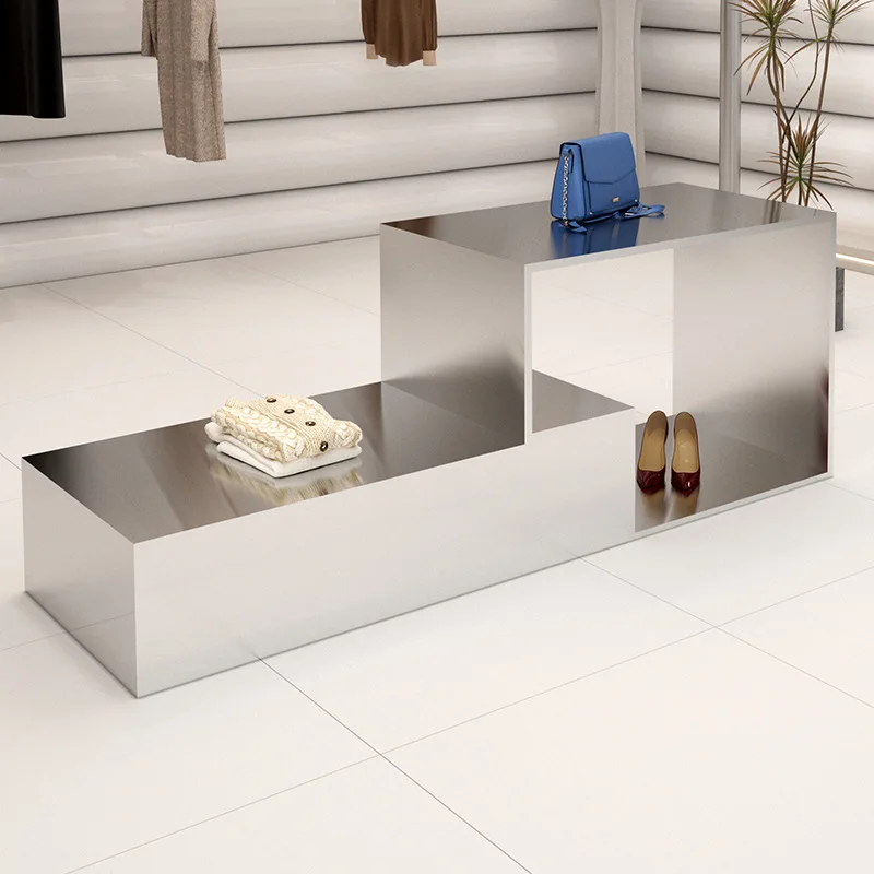 Clothing store Nakajima Taiwan water table stainless steel display table custom display stand high and low shoe bag display tabl