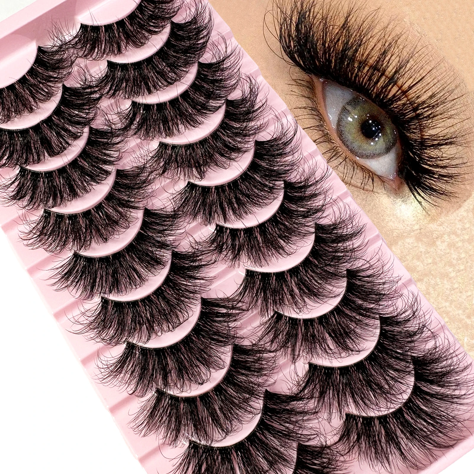 10 paia 25mm lunghi ciglia di visone fascia trasparente ciglia incrociate fascia trasparente ciglia finte fatte a mano ciglia drammatiche Upp
