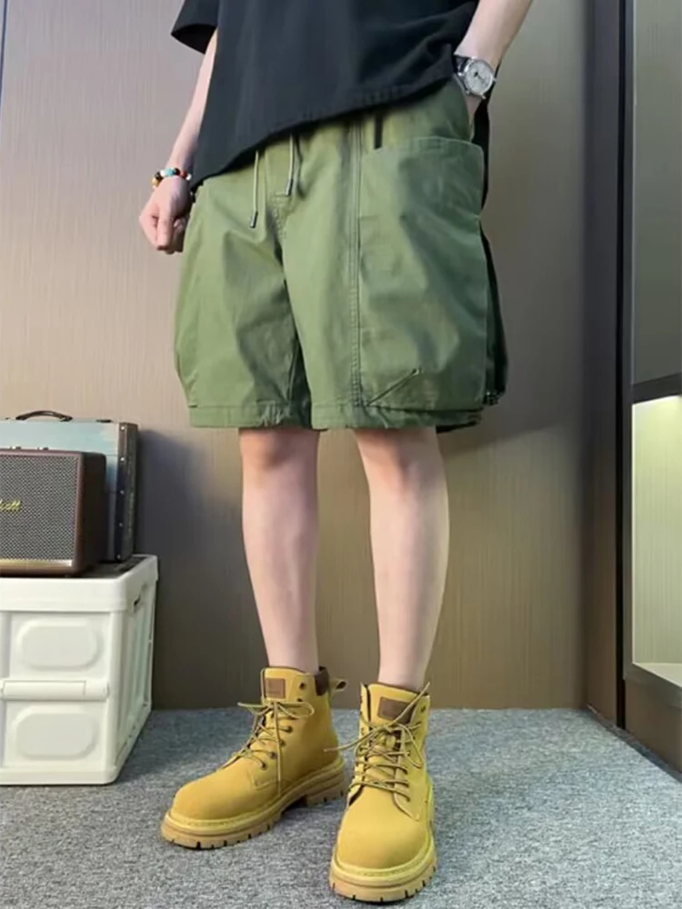 

Мужская летняя повседневная рабочая одежда, дышащие американские прямые брюки длиной пять четвертей, свободные универсальные брюки-карго