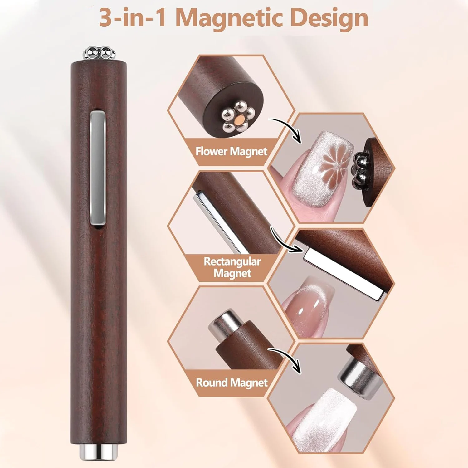 Ebanku9 9-częściowy zestaw magnesów do paznokci typu kocie oko, magnesy 3w1 odpowiednie do paznokci, naklejki magnetyczne kocie oko, narzędzia do zdobienia paznokci, akcesoria do nail artu