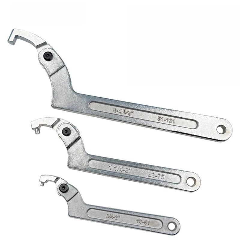 

1PCS Adjustable Wrench Hook Spanner Square/Round Head CR-V Spanner Key for Round Bolt Hand Tools 19-51/32-76/51-120mm