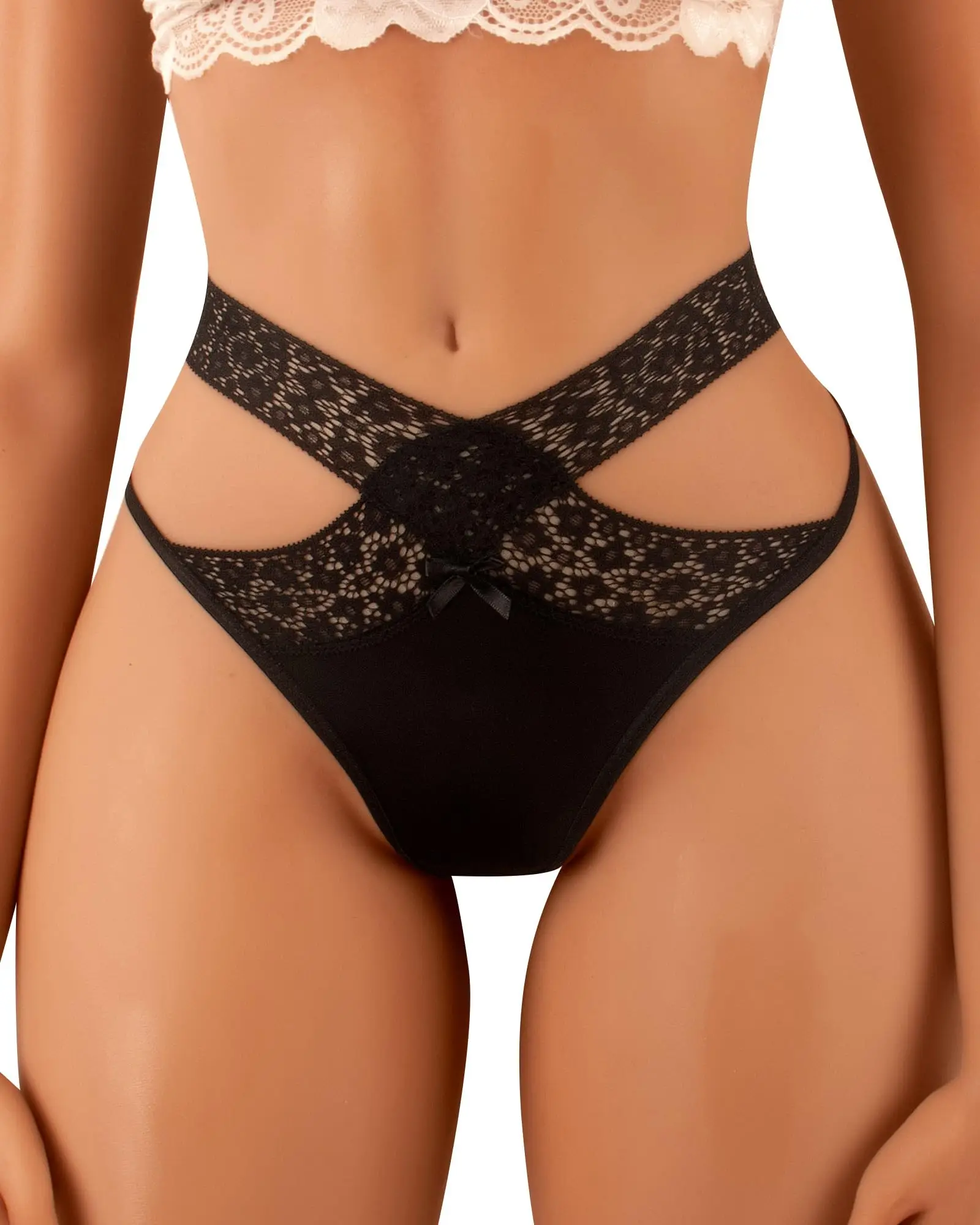 

2pcs Lace Underwear for Women V-waisted Stretch Breathable Panties Underwear