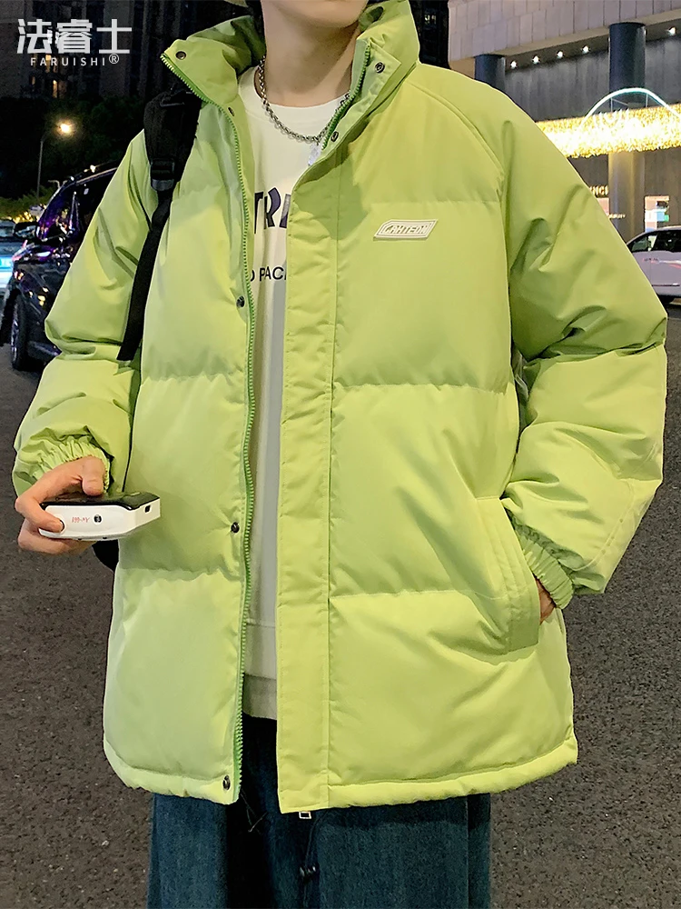 

Мужская зимняя куртка из хлопка и пуха, теплая, свободного кроя, модная, молодежная, повседневная, из чистого полиэстера, на молнии, очень теплая