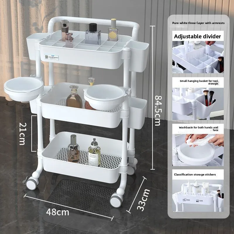 Beauty Salon Mobile Cart Trolley Storage Hairdressing Eyelash Extensions Permanent Makeup Aesthetician Hair Salon Furniture