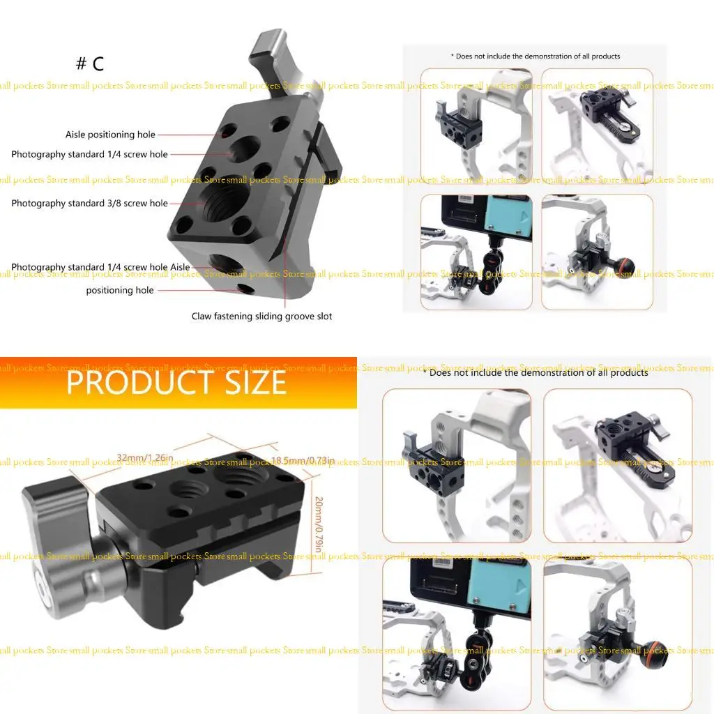 

R1WD Professional Photography Double Thread Adapter Sliding Track Clamp Aluminum