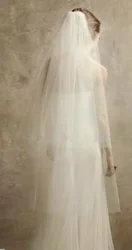 Veli da sposa eleganti avorio bianco 2 strati con bordo tagliato a pettine velo da sposa a rete morbida accessori da sposa Veu de Noiva