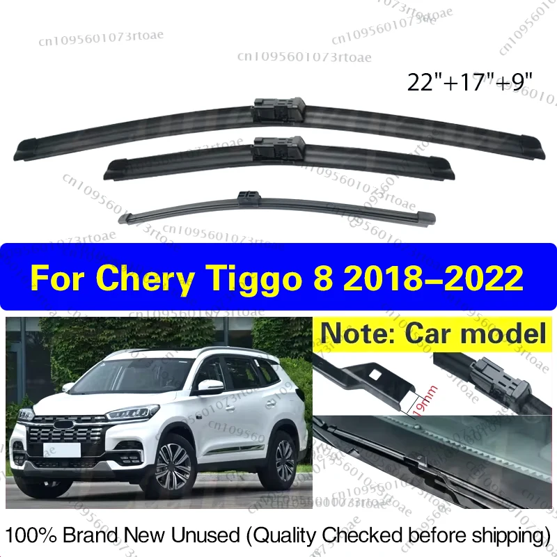 

For Chery Chirey Tiggo 8 2018 - 2022 22"+17"+9" Front Rear Wiper Blades Windscreen Windshield Clean Window Car Accessories 2021