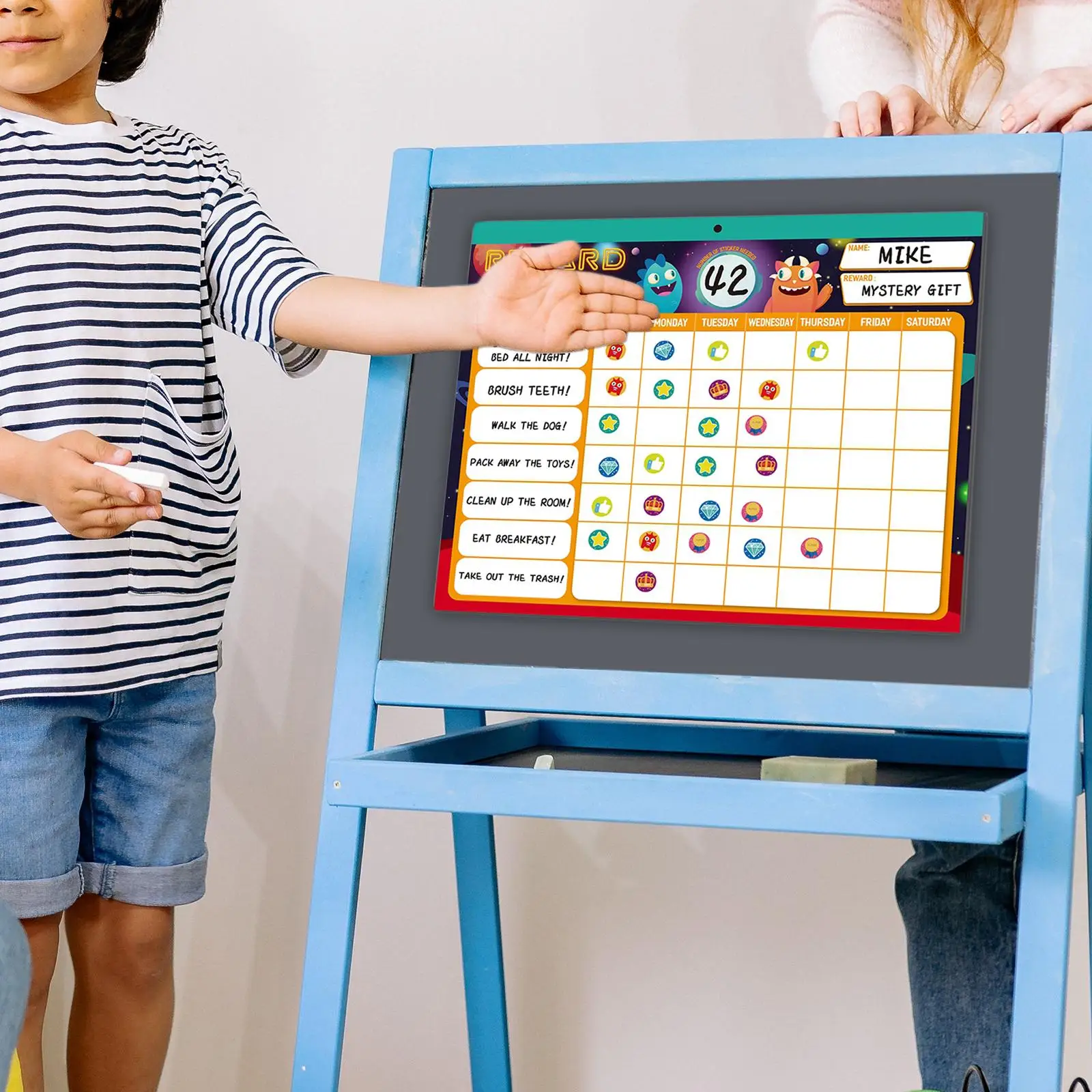 Reusable Behavior Reward Chart for Kids with Sticker Set Paper Responsibility Chart for Children Activities at Home