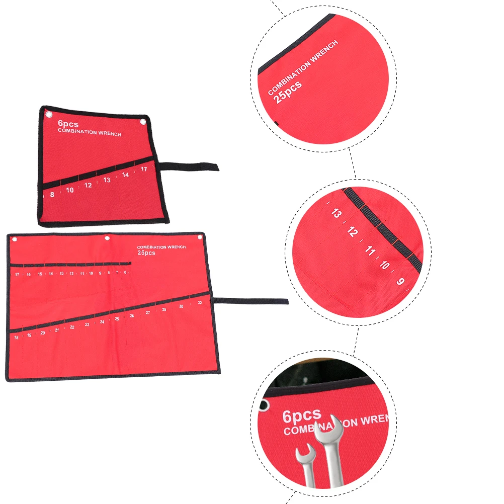 

2pcs Wrench Roll Up Bags Canvas Tool Roll Organizer Pouch Wrench Bag Storage Holder For Screwdrivers Pliers Ratchets Socket