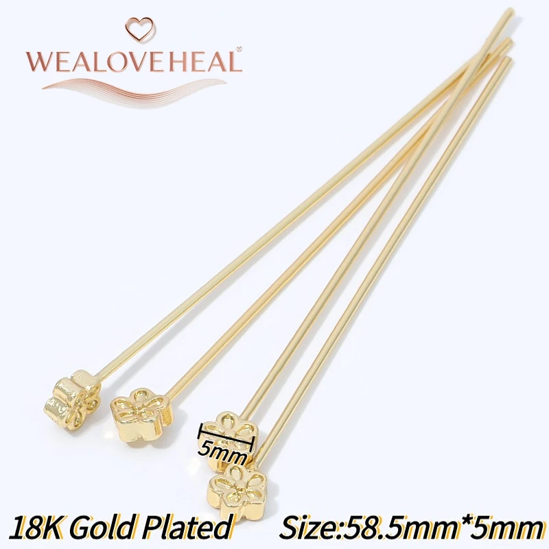 18K Vergoldete Messing-Blumenkopfnadeln 0,8mm Vintage Blumen-Perlenzubehör für DIY Ohrringherstellung Handgemachte Schmuckkomponenten – Detail 28