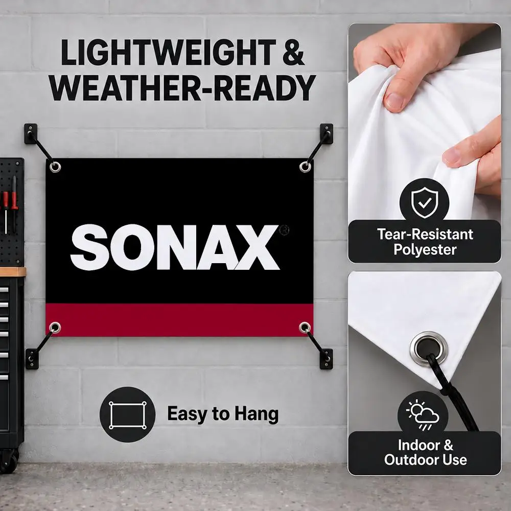 S-SONAX Logo Car Maintenance Flags Interior Wall Hanging Background Art Banner Bedroom Home Living Room Outdoor Party Decor