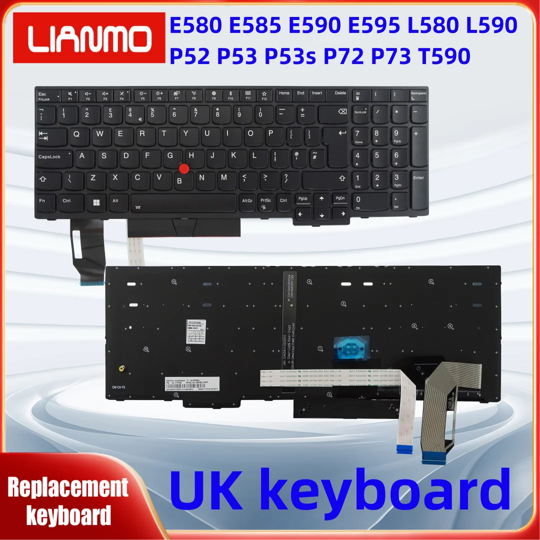 UK/Nordic/Hebrew/Belgian/Brazil for Lenovo ThinkPad E580 E585 E590 E595 T590 P53S L580 L590 P52 P72 P53 P73 Backlight Keyboard