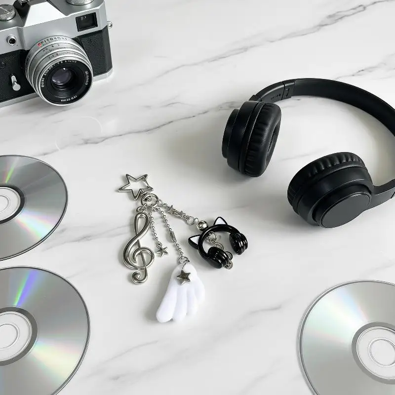 Y2K Rosa-Lila Farbverlauf Musik-Kopfhörer Perlen-Schlüsselanhänger Kreativer Mini-Kopfhörer Anhänger Schlüsselring Paar-Lanyard Schlüsselkette – Detail 5