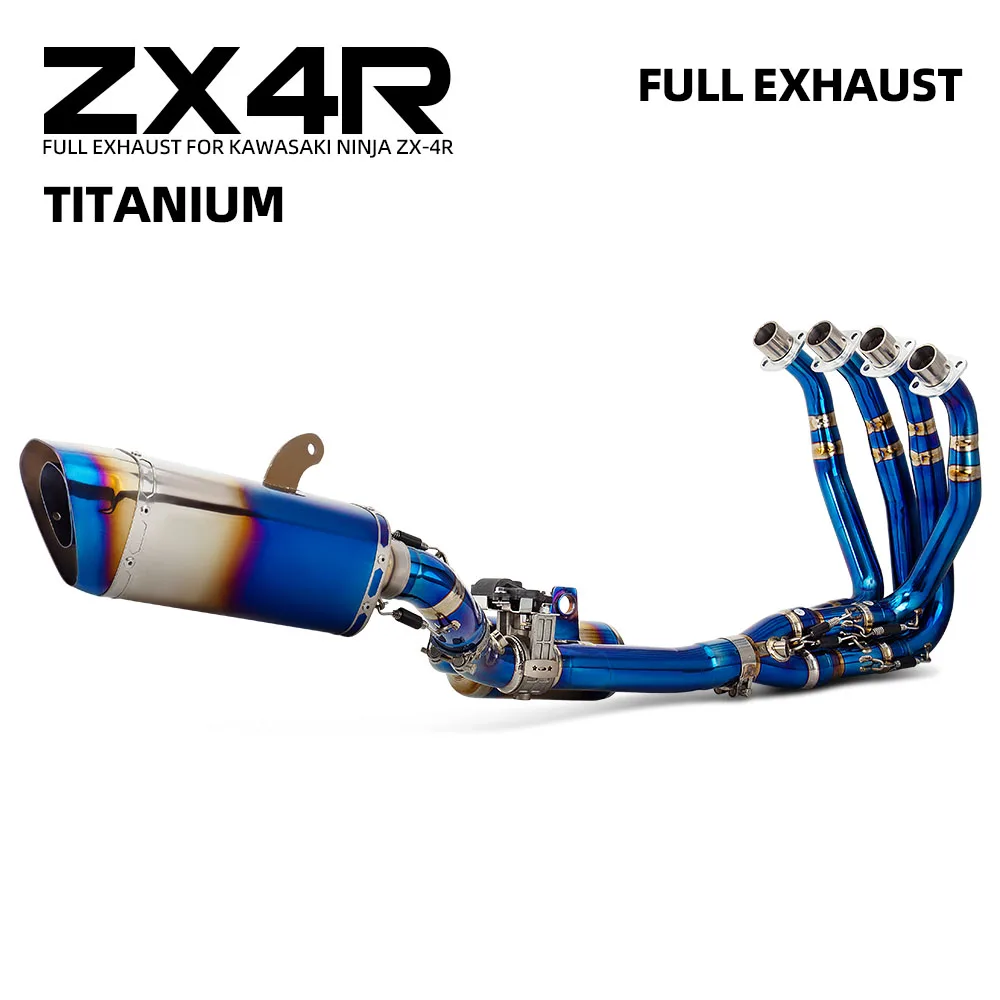 ZX4RR Exhaust System For Kawasaki ZX4R ZX-4RR 2023-2026 Motorcycle Escape Kit Sport Racing Full Blue Headers Tube Muffler