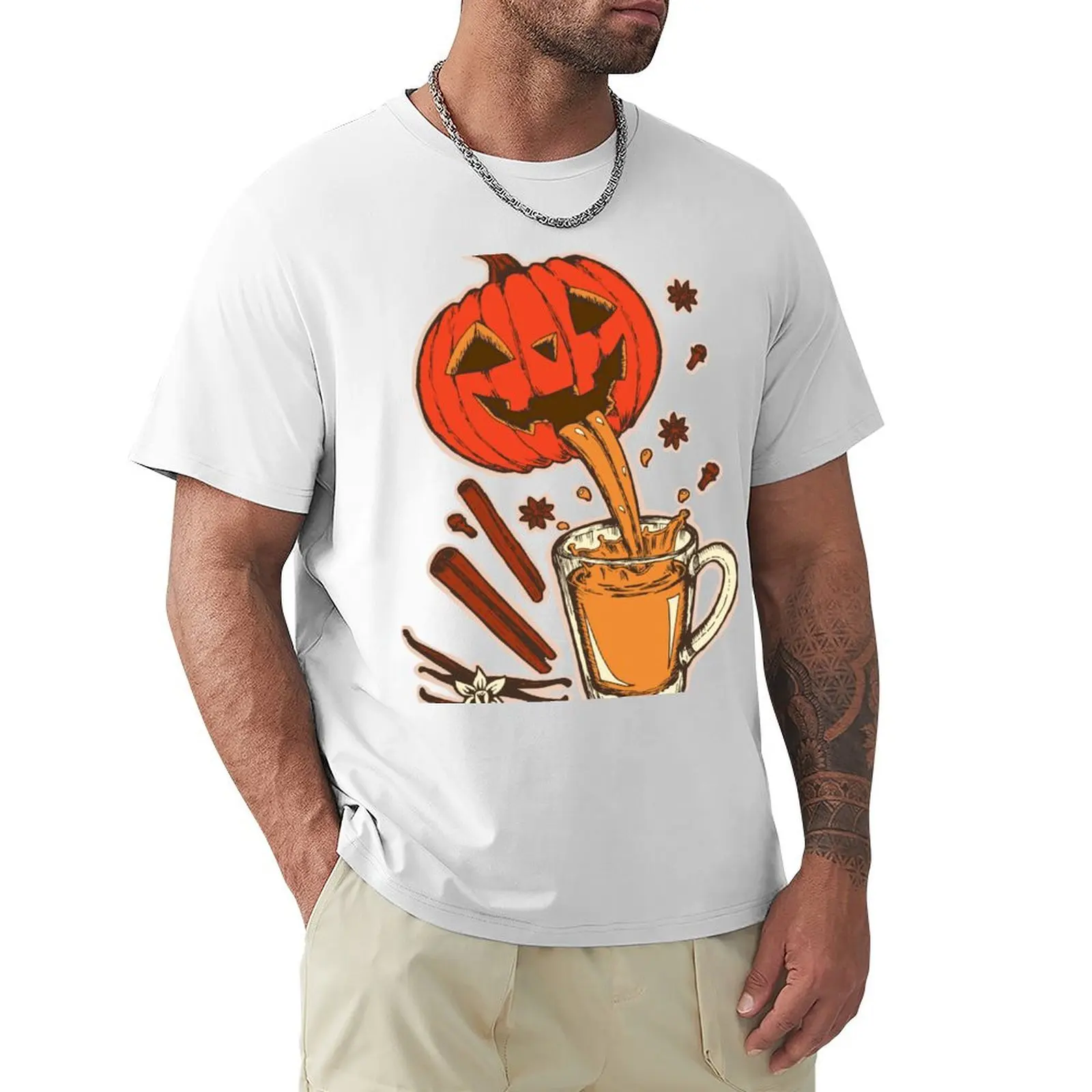 Fresh Pumpkin Latte T-shirt plus size tops kawaii clothes Aesthetic clothing Short sleeve tee men