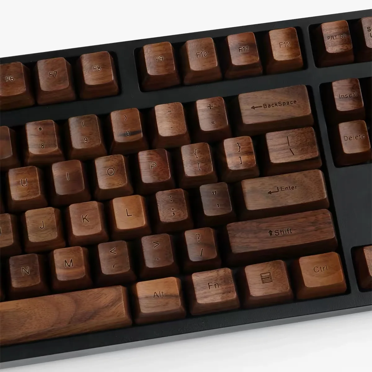 Solid wood full set, walnut and rosewood, custom engraved personalized keycaps OEM height
