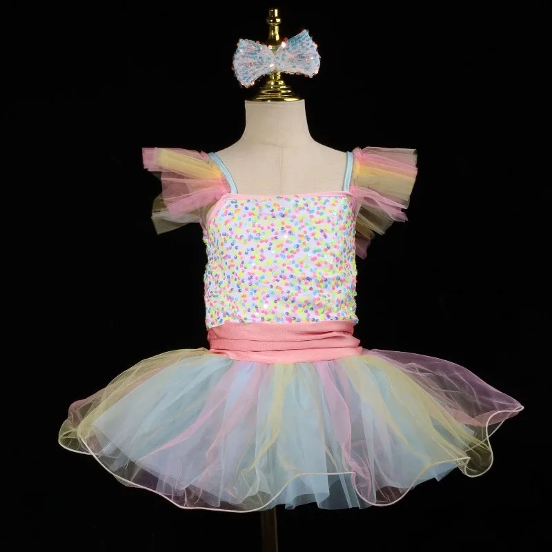 

Детская профессиональная пачка для девочек, симпатичная пачка принцессы с блестками, милые сценические костюмы