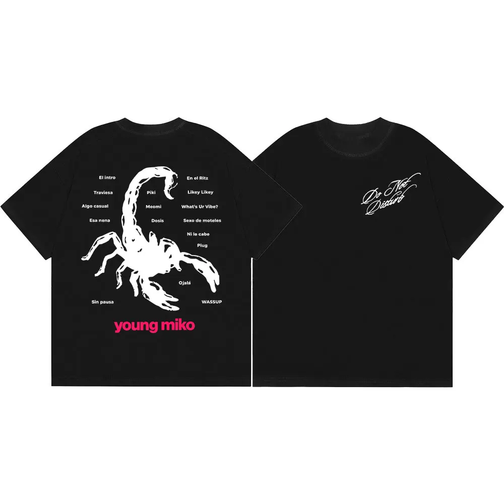 Rapper Young Miko Album-Print T-Shirt Mode Hip-Hop Kurzarm Sommer T-Shirts Herren Damen Lässig Locker 100% Baumwolle T-Shirts – Detail 2
