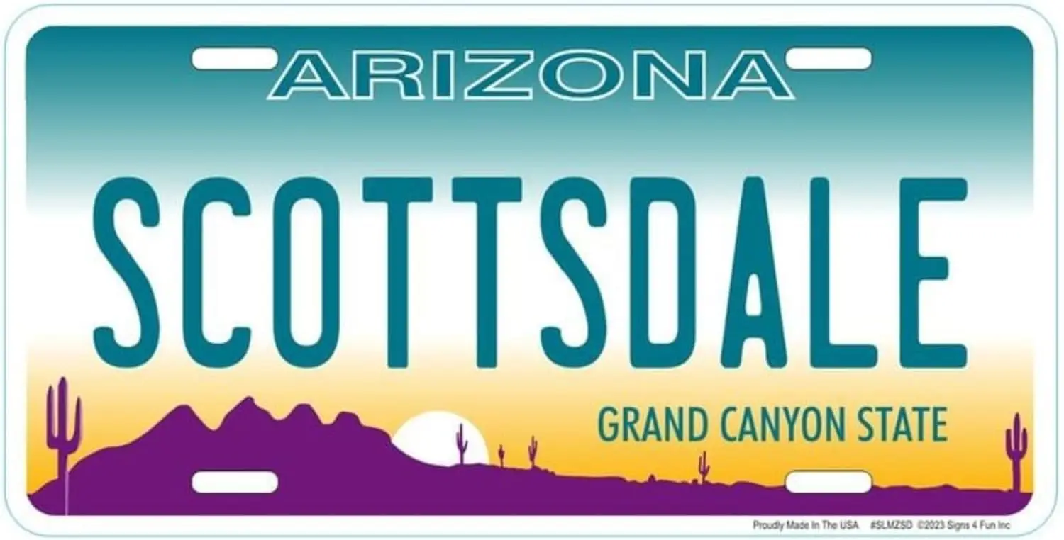 Знаки 4-забавная жестяная вывеска с пародией |   AZ - Scottsdale |   Декоративная жестяная табличка размером 12 x 6 дюймов |   Декоративная пластина для автомобиля/стены |   Человек Пещера Деко