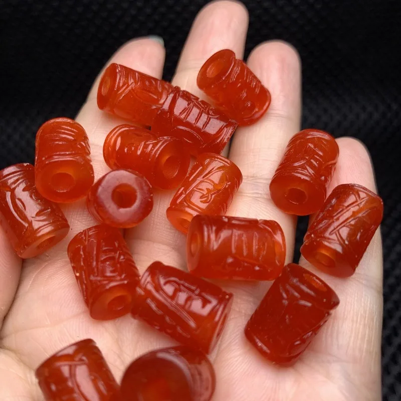 

5PC Natural Red Malaysian Jade Bucket Beads DIY Earrings Bracelet Charm Jewellery Fashion Accessories Amulet Gift Women