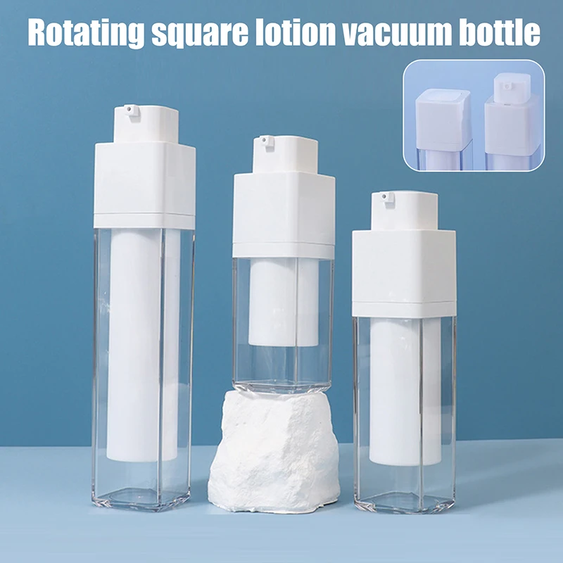 

{HBA17} 15/30/50ml Square Vacuum Lotion Bottle Empty Press Foundation Dispenser Portable Essence Cosmetic Container For Women