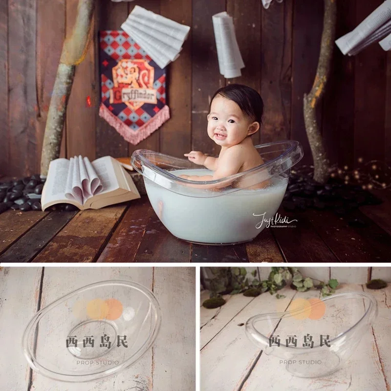 Newborn Photography Props Acrylic Milk Bathtub Holding Water Shower Baby Photo Shoot Posing Bed Furniture Fotografie Accessoires