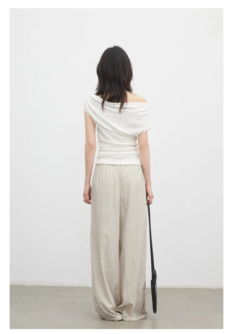 CHIC VEN New Women Pants Solid Loose Casual Wide Leg Pant Elastic Waist Female Thin Trousers Pleated Spring Summer 2026