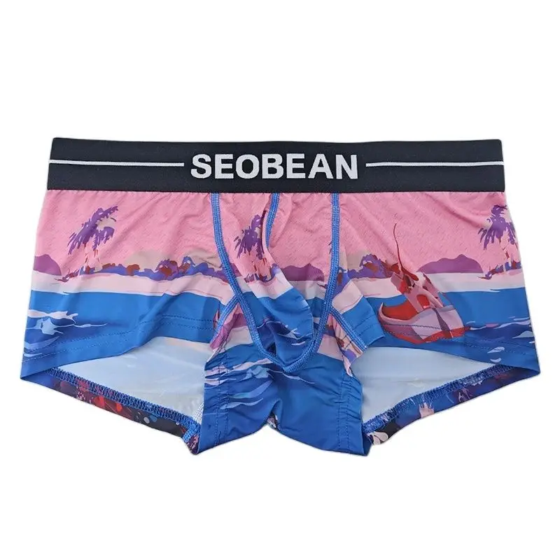 Sexy Men\'s Underwear Boxers Hombre SEOBEAN Men\'s Panties Ice Silk Calzoncillos Hombre Breathable Boxer Summer Underpants