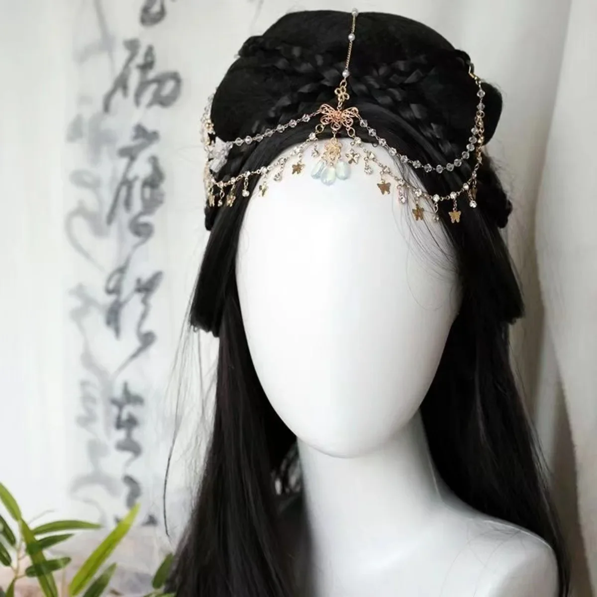 Ancient Exotic Style Headgear Hanfu Fringed Hair Accessories Forehead Pendant Exquisite  Butterfly Forehead Pendant Headband New