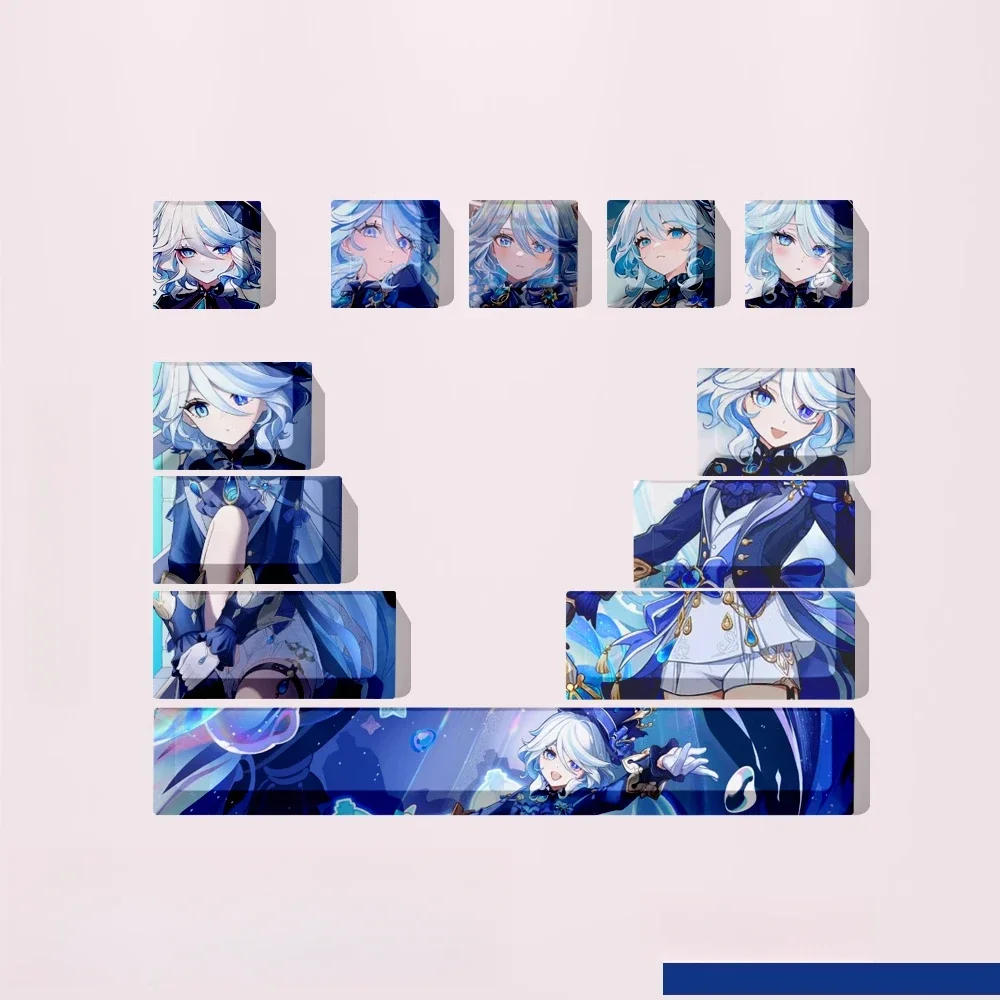 Genshin Impact Furina Focalors four key nine key PBT keycap mechanical keyboard personalized game customization
