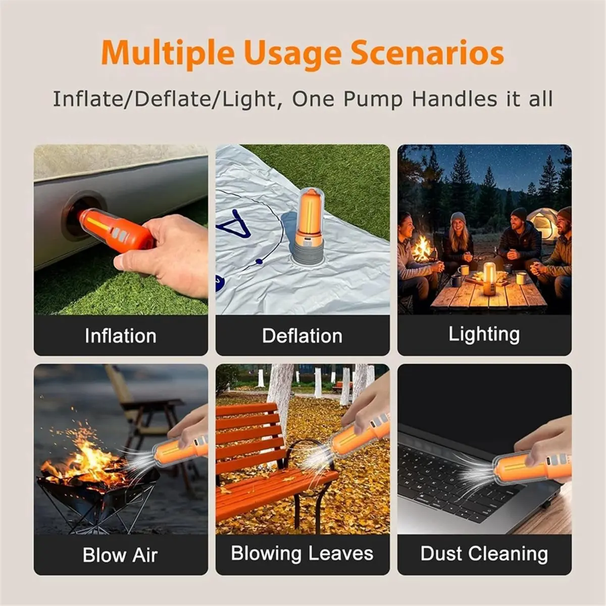 Home Tool Air Pump for Inflatables,Mini Air Mattress Pump with Camping Light,Pool Float Pump,Inflate Deflate for Air Mattress