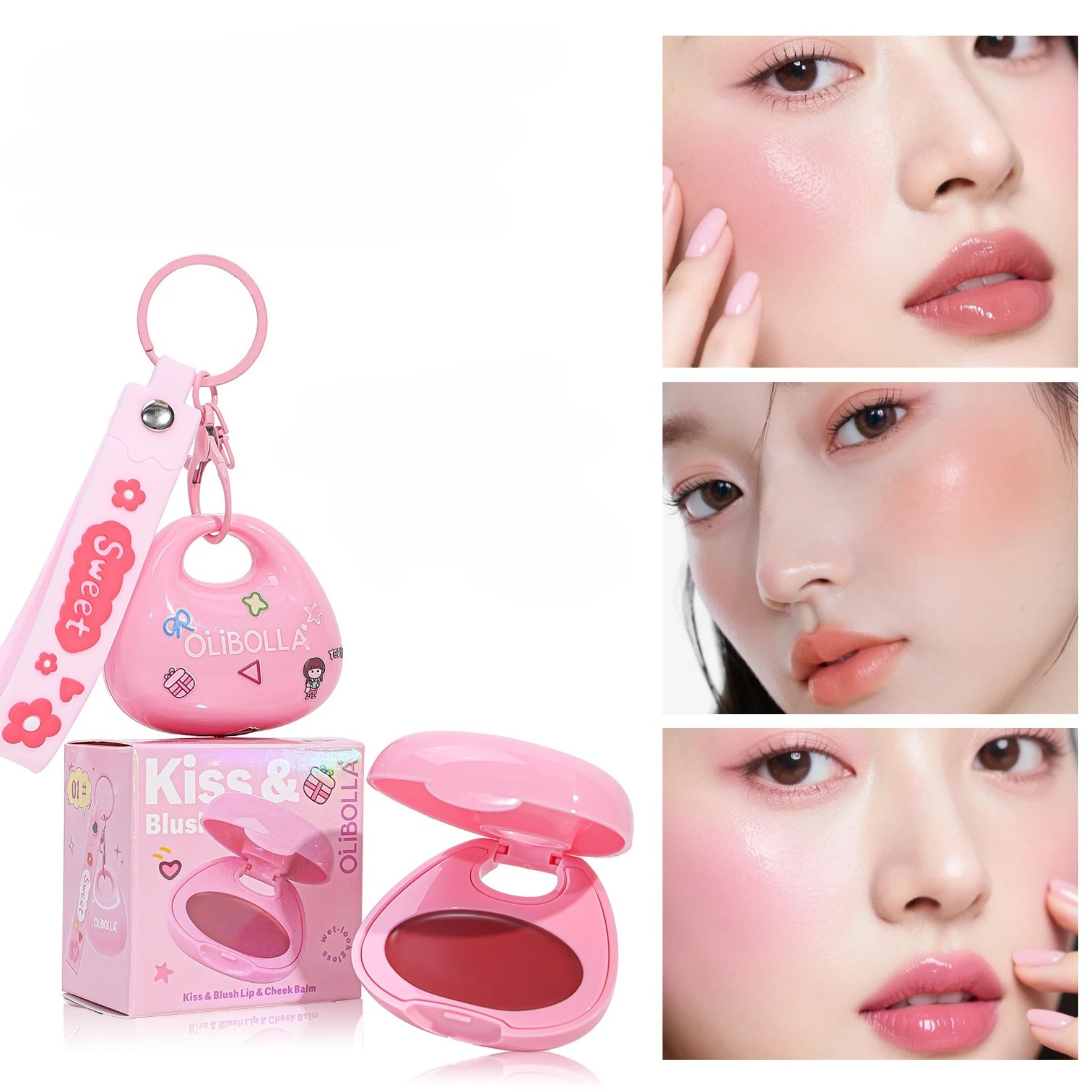 Keychain blush cream lip & cheek dual-purpose eyeshadow brightening skin tone long-lasting easy to apply makeup multi-functional