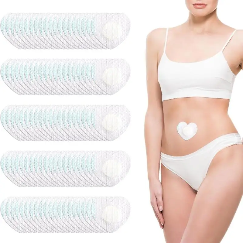 30Pcs Disposable Castor Oil Belly Patches Breathable Non-Woven Belly Button Stickers Comfortable Fit (Oil Free)