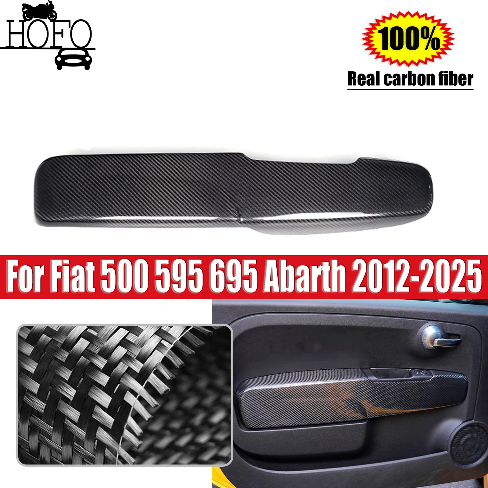 

Carbon Fiber Door Panel Interior Sticker Decoration Frame Trim For Fiat 500 595 695 Abarth 2012-2025
